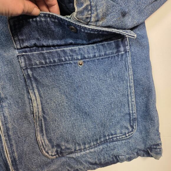 Coleman Outdoor Men's L VTG Denim Chore Jacket Lined Corduroy Collar Distressed - Picture 8 of 15